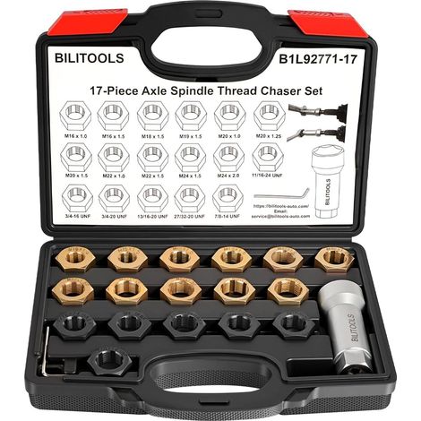 Kit 17 Tailles M16‑M24 et Pouces, Réparation de Filetage d’arbres (1/5)