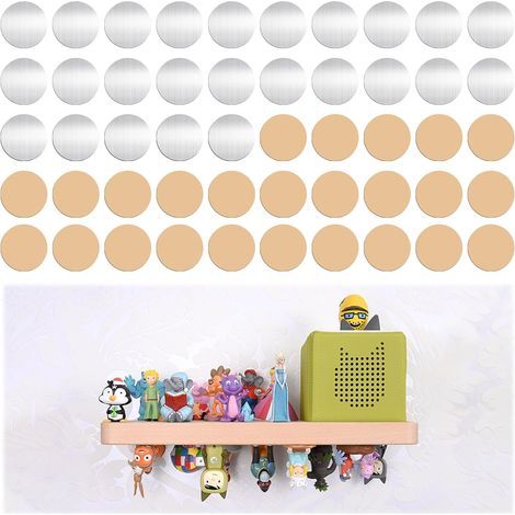 50 PCS Métalliques Autocollantes pour Figurines Tonie, Plaques de Métal avec Adhésif Base, Plaque Métallique Ronde en Fer pour TéléPhone Portable, Décorez La Chambre d'enfant avec des Figurines Tonie (1/5)