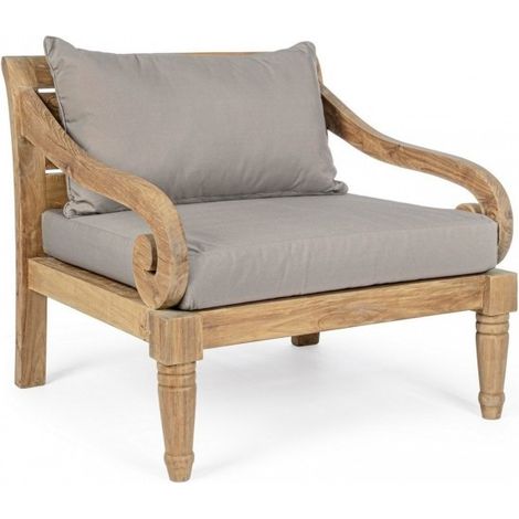 Poltrona "Karuba" con cuscini sfoderabili, struttura in legno per esterno -Grigio (1/5)
