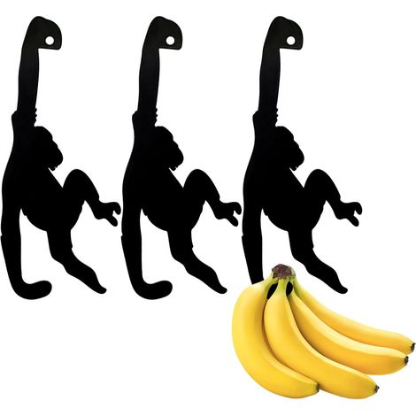 Lntyq Support Banane Singe, 3 Pcs Support Pour Bananes Support Banane Singe Pour Bananes Support Pratique Pour Fruits Crochet Porte Fruits Singe Stand De La Banane Pour La Cuisine La Salle À Manger