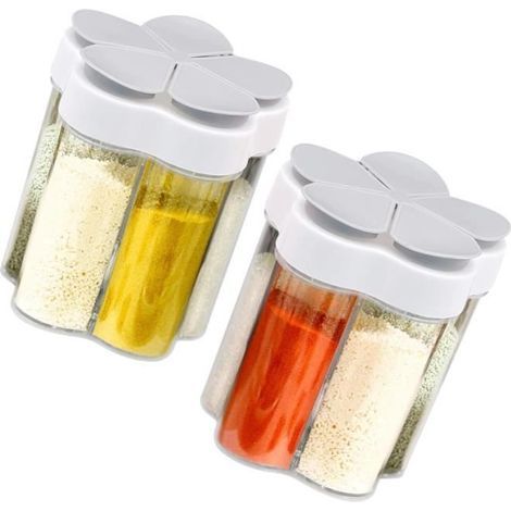 Pots à épices - Voyage - 5 en 1 - Transparent - Anti-fuite - Compact (1/4)