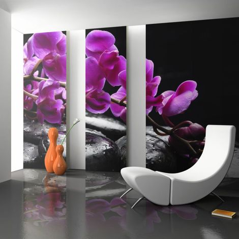 Papier Peint "Moment de Détente : Orchidée & Pierres Zen" 270 x 350 cm (1/2)