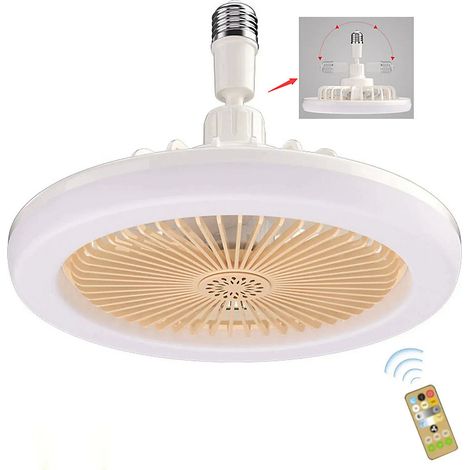 Ventilateur de plafond 2 en 1 avec lampe, 3 vitesses, douille E27, éclairage décoratif LED, 25 x 25 x 11 cm (1/5)