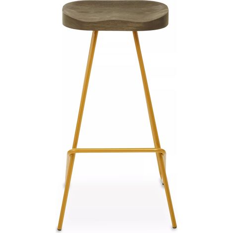 Interiors by Premier Gold Metal Frame Bar Stool, Sleek Kitchen Stool with Footrest, Contemporary Stool for Bar Counter (1/5)
