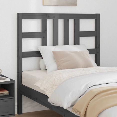 vidaXL Cabecero de cama madera maciza de pino gris 96x4x100 cm (1/5)