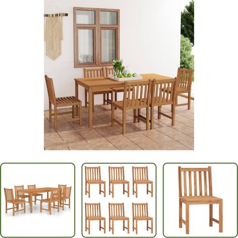 vidaXL Teakholz - 7-teiliges Garten-Ess-Set 180 x 90 cm Massivholz Teak (1/5)