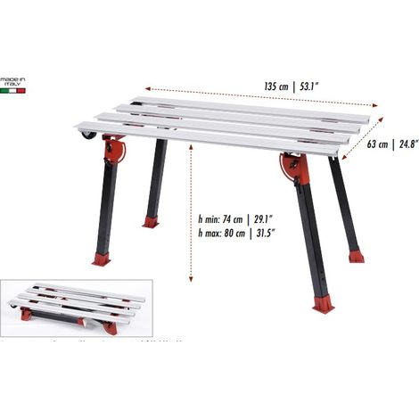 Banco da lavoro bigfoot tipo m misure 63 x 135 cm adatto ai piastrellisti