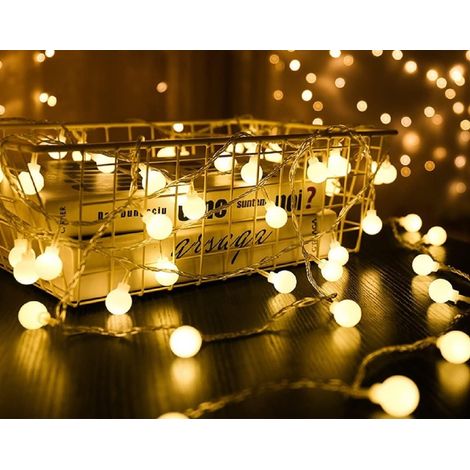 Guirlande lumineuse à piles - 1,5 m - 10 LED - Blanc chaud - Pour intérieur et extérieur - Idéal pour chambre d'enfant, jardin, fête (1/5)
