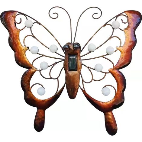 Adorno solar de pared "Mariposa" de 39×34 cm con gancho: elegante decoración de hierro para jardín e interiores. (1/5)