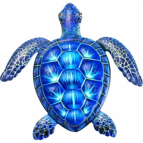 Metal Iron Turtle, Outdoor Wall Decor, Home Decor, Hanging Art Sea Sculpture for Patio, Pool, Garden, Living Room or Bathroom (Blue) (1/5)