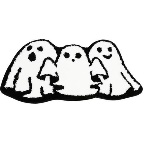 Tapis de porte décoratif d'Halloween Peysaitr – Tapis de porte fantôme d'Halloween, tapis de bain effrayant – Tapis citrouille fantôme, décoration d'horreur – Tapis de sol antidérapant pour salle de b (1/5)