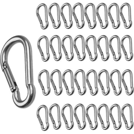 CertBuy Lot de 50 mousquetons à ressort en acier inoxydable 2 pouces, mousqueton porte-clés robuste en acier inoxydable 304 avec attache rapide pour le camping, la pêche, la randonnée et les voyages (1/5)