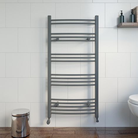 DuraTherm Anthracite Curved Heated Towel Rail Bathroom Radiator Designer 1200 x 600mm (1/4)