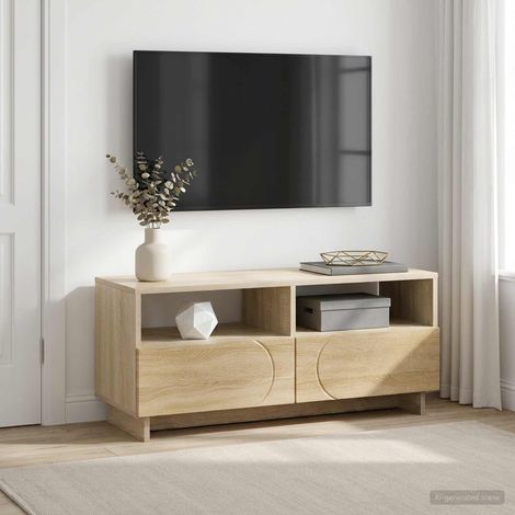 vidaXL Meuble TV 90 x 34,5 x 40 cm Gris béton Bois d'ingénierie (1/5)