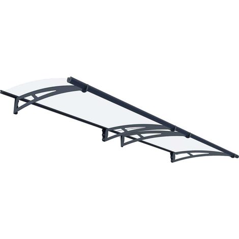 Palram – Marquise de porte Aquila 302 x 91,5 cm – Structure en aluminium laqué gris – Panneau acrylique 4 mm – Protection contre intempéries