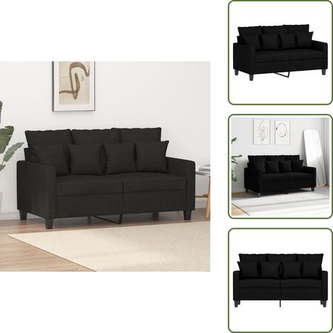 Canapé à 2 places Noir 120 cm Tissu - Canapé Deux Places - Canapé Noir - Canapé Tissu - Canapé Moderne - Canapé Design (1/5)