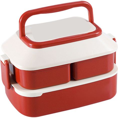 Gamelle enfant lapin mignon compartiment double boîte déjeuner étudiant couple récipient micro-ondes alimentaire rouge grand 1.5L (1/5)