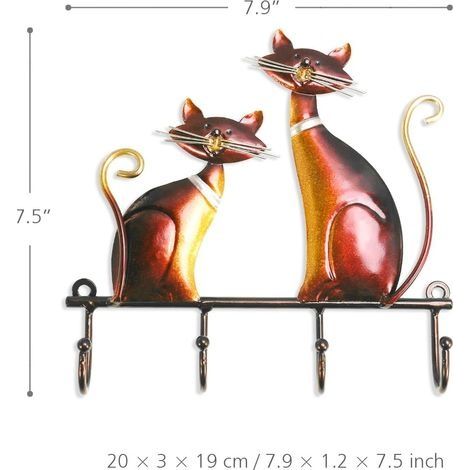 Schlüsselhaken, Katzenförmige Schlüsselhaken, Metall-Schlüsselhaken, Garderobenständer, Wanddekoration, Wanddekoration aus Metall (1/4)