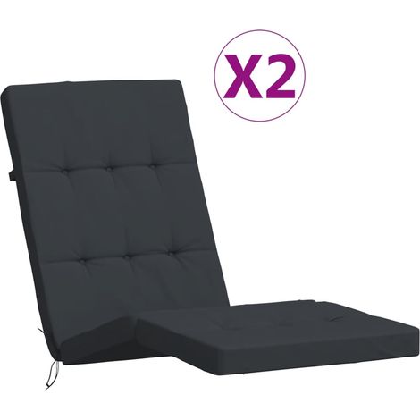 vidaXL Deck Chair Cushions 2 pcs Black Oxford Fabric (1/4)