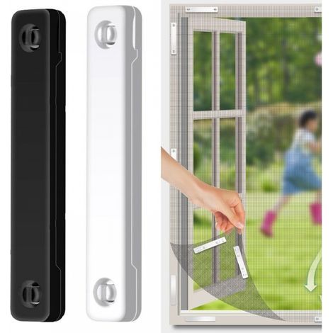 Set di 12 zanzariere magnetiche per finestre, bianco e nero, magnetiche per fissaggio, non richiedono forature. (1/5)