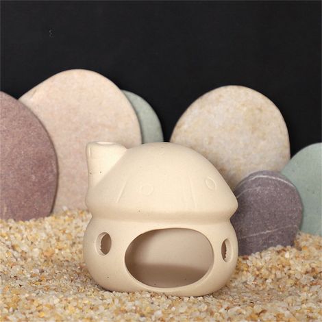 Abri En Céramique - Maison Champignon Pour Aquarium - Cachette Pour Poissons Et Crevettes - Décoration Paysagère - 1 Pièce (1/2)