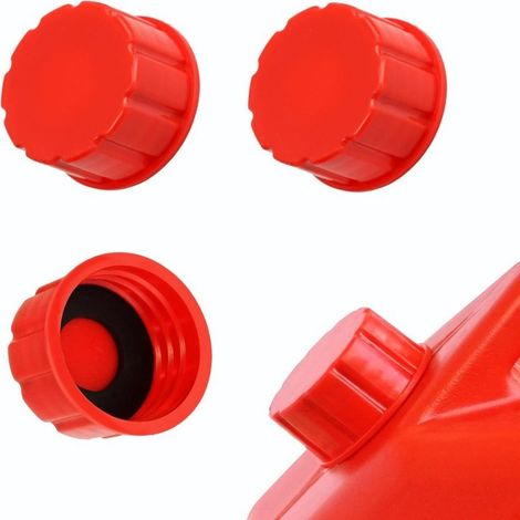 4 bouchons rouges pour bidons d'essence, bouchons de rechange à gros filetage, joints d'étanchéité, compatibles avec la plupart des bidons d'essence (1/5)
