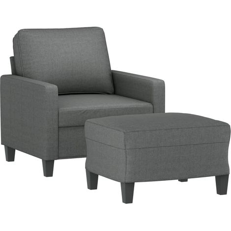 vidaXL Poltrona con Poggiapiedi Grigio Scuro 60 cm in Tessuto (1/4)