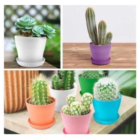 Pot de Fleur - Marque Inconnue - 8pcs Pot de Fleur Plastique - Rond - Percé - Couleurs aléatoires (1/3)