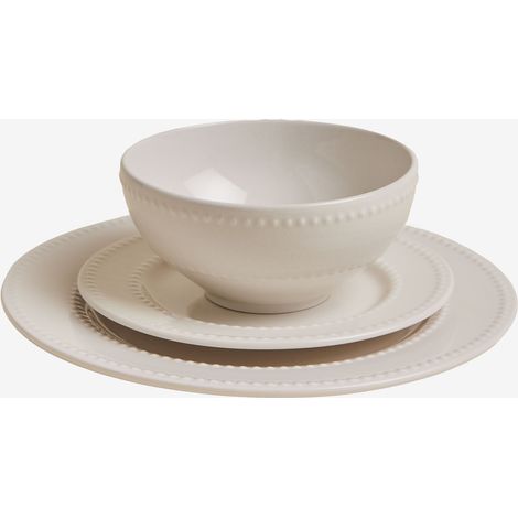 SKLUM Geschirrset aus New Bone China, 12-teilig, Borela Weiss                                  