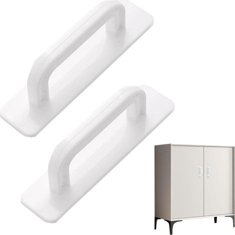 BEBUSINGOTO Paquete de 2 tiradores adhesivos blancos - Tirador para puerta de balcón - Exterior - Tirador para puerta de patio - Tiradores autoadhesivos blancos para muebles - Para armarios (1/5)