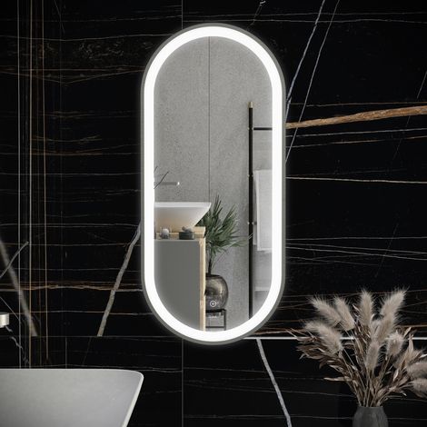 RAK Picture Brushed Nickel 550mm x 1000mm Oval Illuminated LED Mirror - RAKPICOVBN5002 (1/2)