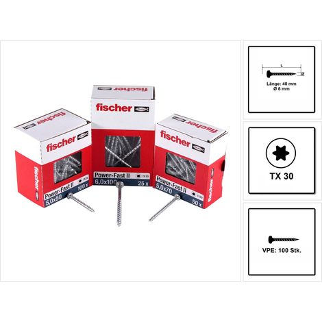 Vis pour panenaux agglomérés Power-Fast II 6,0x40 PH blvz VG TX, UE 100