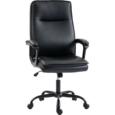 CHICFURN Silla de oficina ergonómica negra PU 66 x 70 x 109-119 cm, respaldo alto, 120 kg (1/5)