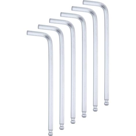 6Pcs Clé Hexagonale À Bout Sphérique 5mm Clés En L Argent (1/5)