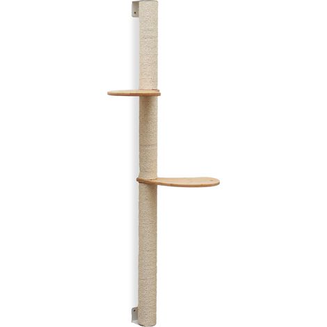 132 cm Rascador de Pared con 2 Plataformas - Árbol para Gatos - Columna de Sisal (1/5)