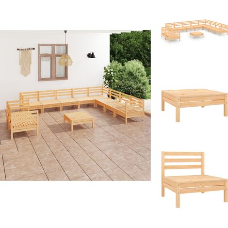 Gartenmöbel-Sets - Living 11-tlg. Garten-Lounge-Set Massivholz Kiefer (1/5)