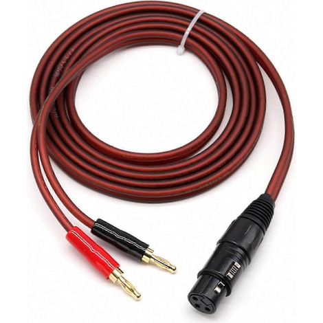 Câble enceinte XLR 3 broches femelle doré 4mm vers fiches banane, connectique audio pro plaquée or, paire de prises, câble HP haut-parleur, adaptateur signal, qualité studio, longueur flexible, termin (1/5)