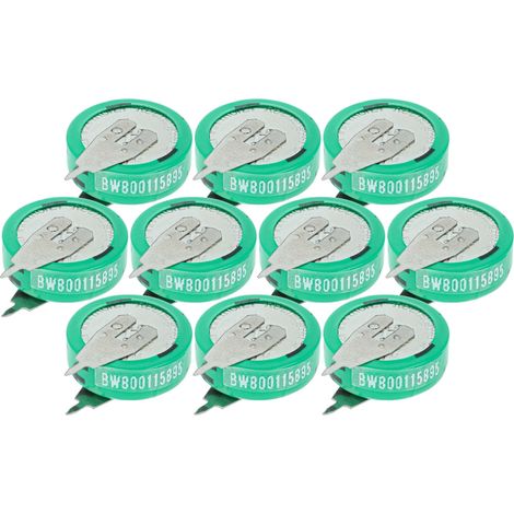 vhbw 10x NiMH Ersatz Knopfzellen-Akku Typ 1/V80H 2-Pins 80mAh 1,2V kompatibel mit Modellbau-Akkus, Solar-Leuchten uvm.