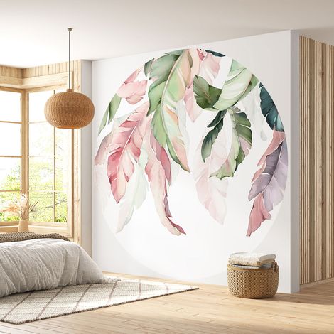 Papier peint rond / cercle - Motif botanique - Diamètre 50 cm (1/4)