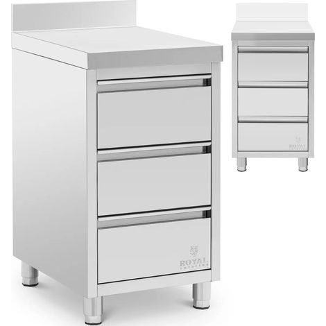 Meuble bas en inox 50 x 60 cm 186 kg 3 tiroirs Dosseret Plan de travail (1/5)