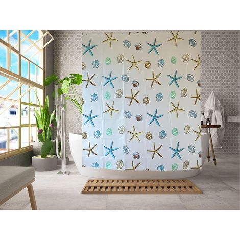 Rideau de douche imperméable haute qualité avec crochets inclus, anti-moisissure, facile à nettoyer, pour salle de bain, dimensions standard, ensemble complet (1/5)