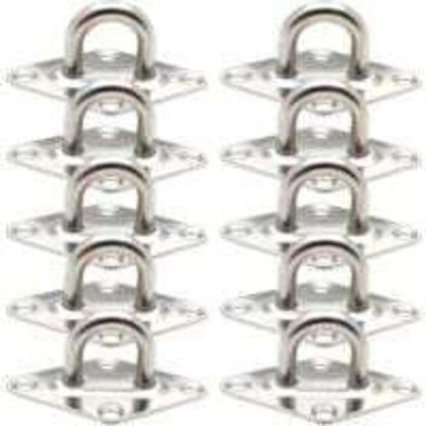 10 Pièces Fixation Anneau d'arrimage, Pontet INOX Oeil Plaques, Crochet d'arrimage Remorque Plaque Oeillet Acier Inoxydable 304 pour Fixer des Remorques Camions Bateaux Kayaks (60 x 36 mm,M5) (1/4)