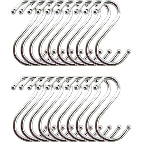 Crochet S Acier Inoxydable, Crochet Cuisine Crochets en Forme de S Suspension Accroche Ustensiles de Cuisine(Lot de 20) (1/4)