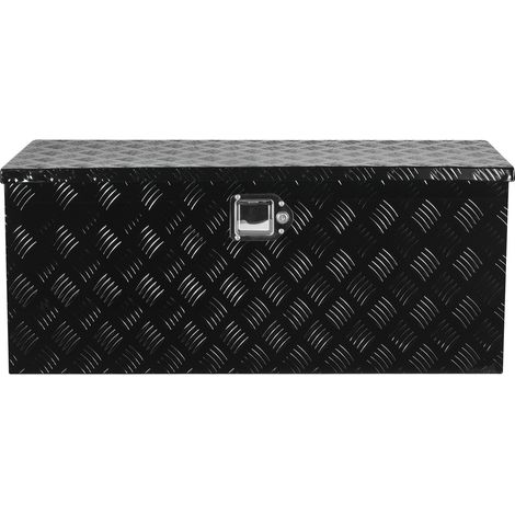 Mophorn Caja de herramientas de aluminio duradera para camionetas, con diseño estriado,asas laterales, cerradura con llaves, 899 x 370 x 370 mm, color negro, capacidad de carga de 40 kg