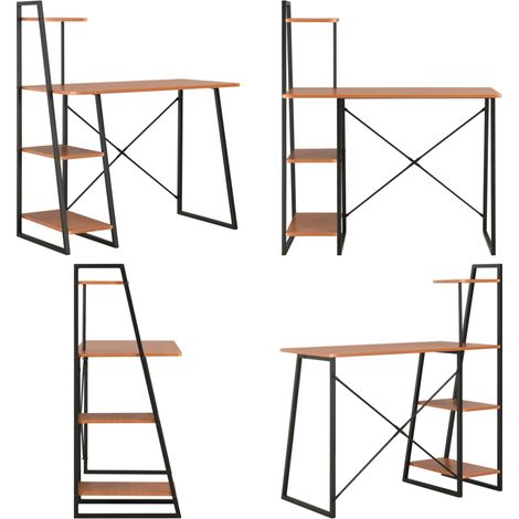 Schreibtisch mit Regaleinheit Schwarz und Eiche 102×50×117 cm - Bürostuhl - Schreibtisch - Home Office - Arbeitsplatte - Computerarbeitsplatz - Home & Living