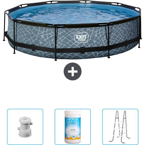 Exit Pool Rund - Steinoptik - 360x76 cm - 4-teilig SCB96 (1/4)