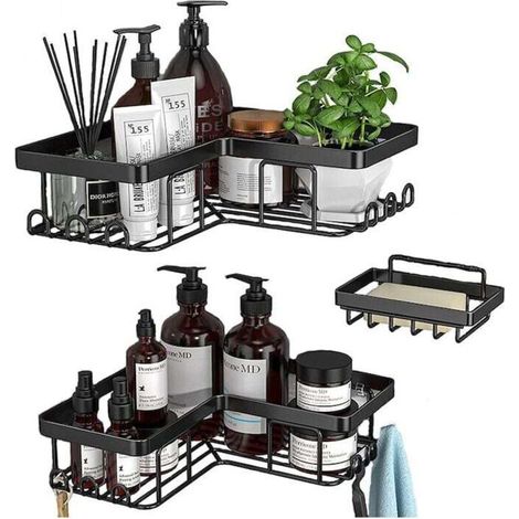 Set of 3 Self-Adhesive Corner Shelves Wall Mounted for Bathroom and Kitchen, No Drilling Required