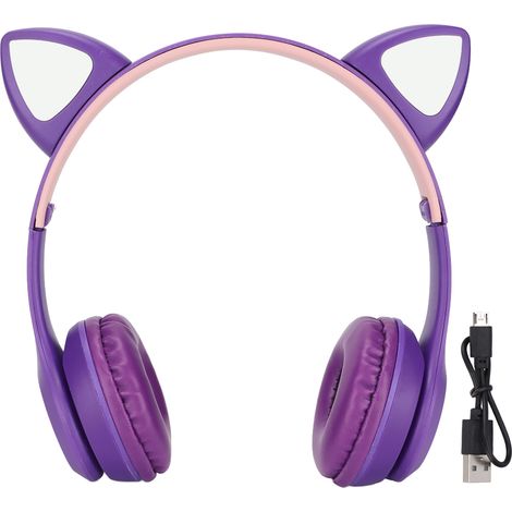 Casque BT Filles Oreilles Chat Mignon, Écouteurs Sans Fil Stéréo Enfants Stable (1/5)