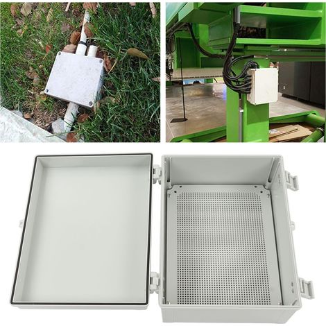 Wasserdichte Elektroanschlussdose für den Außenbereich mit Scharnier und Befestigungsclip, 40 x 30 x 17 cm, Schutzart IP67, universell einsetzbar, für Heimwerkerprojekte. Graue Elektroanschlussdose au (1/5)