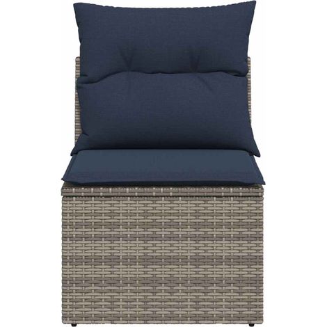 Garden Sofa with Cushion 3 pcs Grey Poly rattan vidaXL